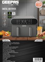 سرخ کن دوقلوی جیپاس مدل GAF37532 با ظرفیت 11 لیتر، نمایشگر لمسی و طراحی کشویی