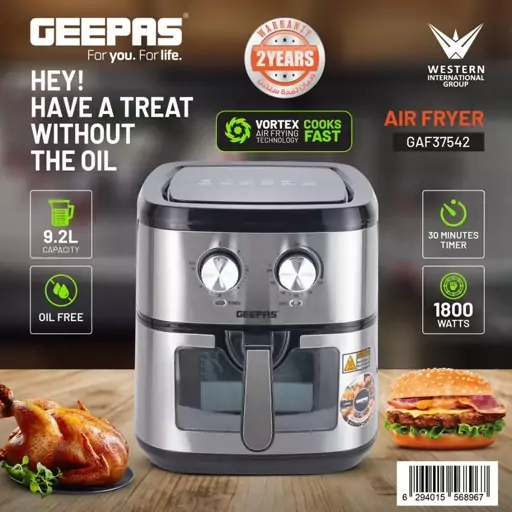 سرخ کن بدون روغن جیپاس مدل GAF37542 با ظرفیت 9.2 لیتر و توان 2200 وات