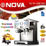 اسپرسوساز نوا مدل NCM-128EXPS با بدنه استیل و پمپ ایتالیایی ULKA